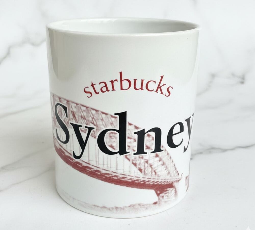 Starbucks · 18oz · 2006 · Sydney City Collector Series · Ceramic · White Red